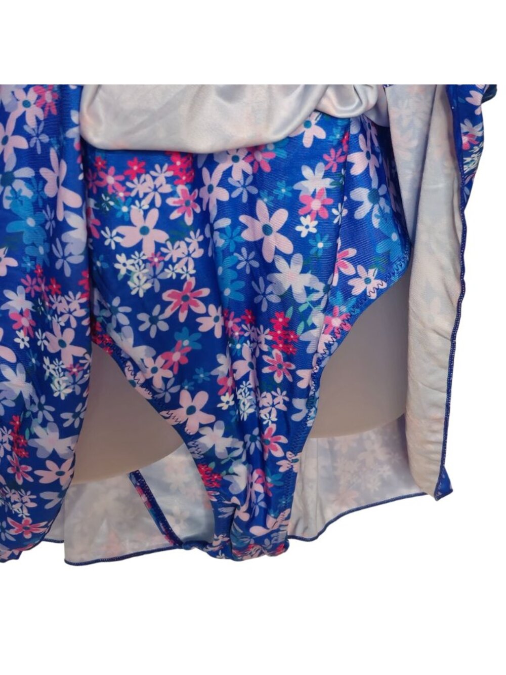 Plus Size Floral Cutout One Piece Swim Dress 2XL Blue Crisscross Straps Lined - Picture 3 of 9
